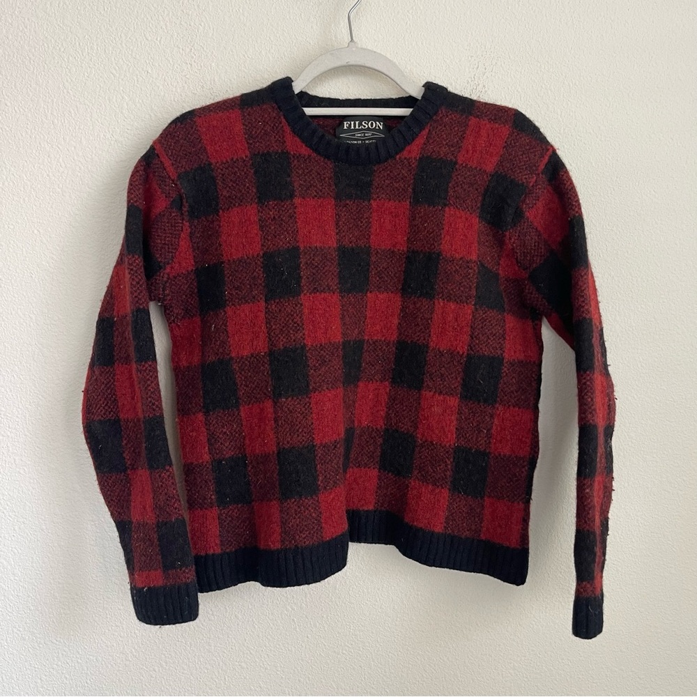 FILSON 100% Wool Buffalo Checkered Sweater Pullover